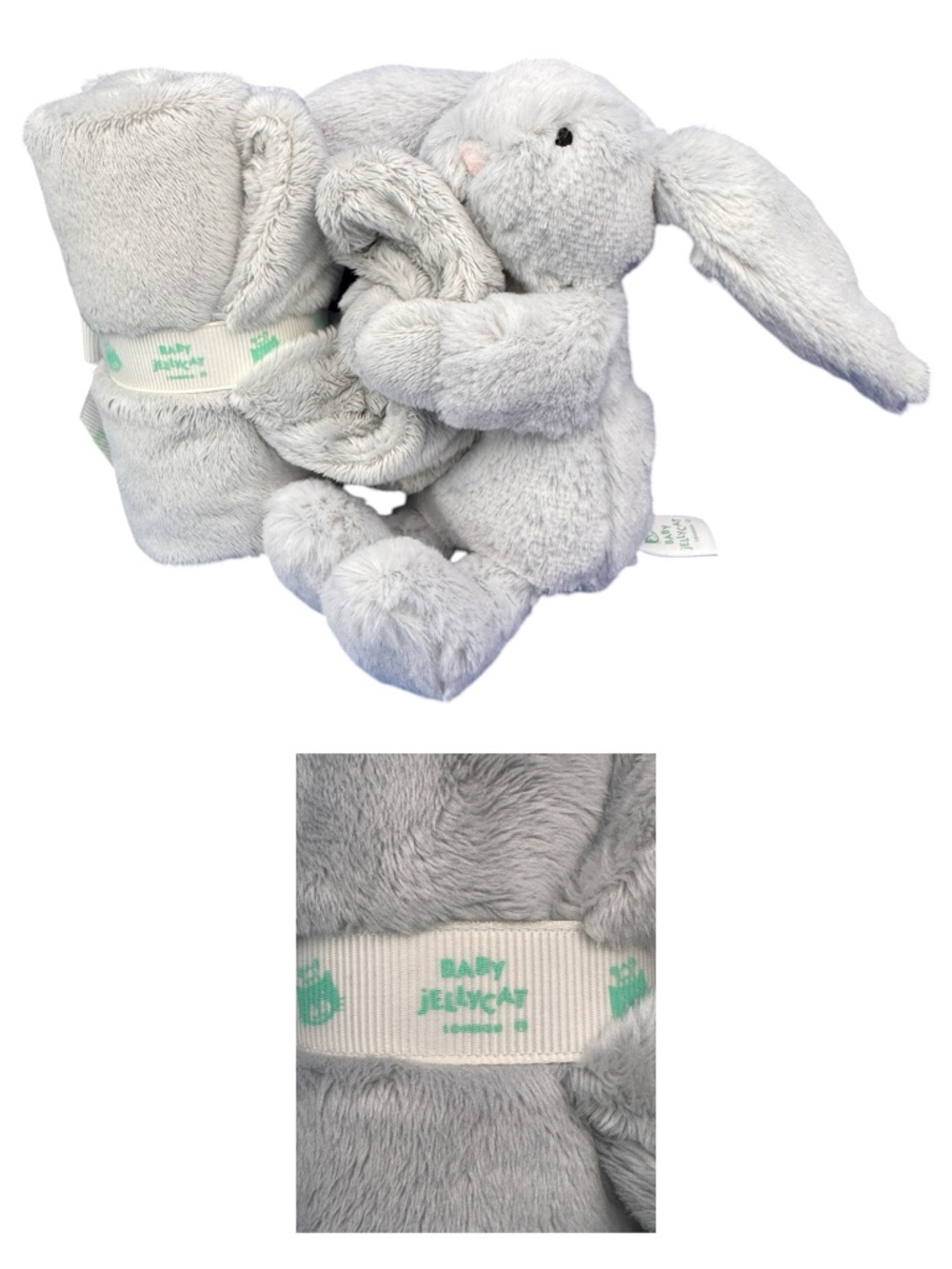 Jellycat Bashful Bunny Soother Lovey Blanket Plush Gray Baby w/ Tags & Bag - Picture 2 of 3
